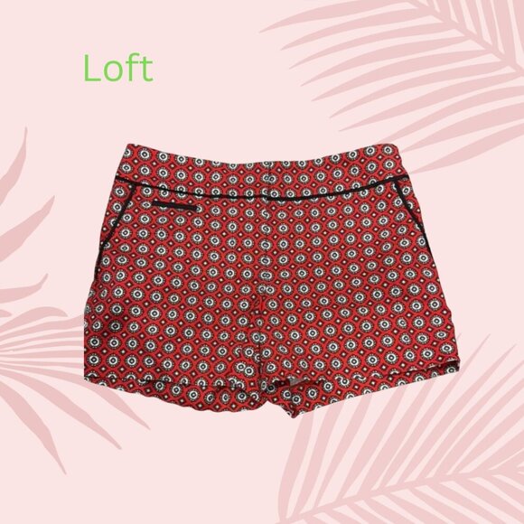 LOFT Red and Blue Shorts size 4 womens bottoms casual dressy business designer - Picture 7 of 7